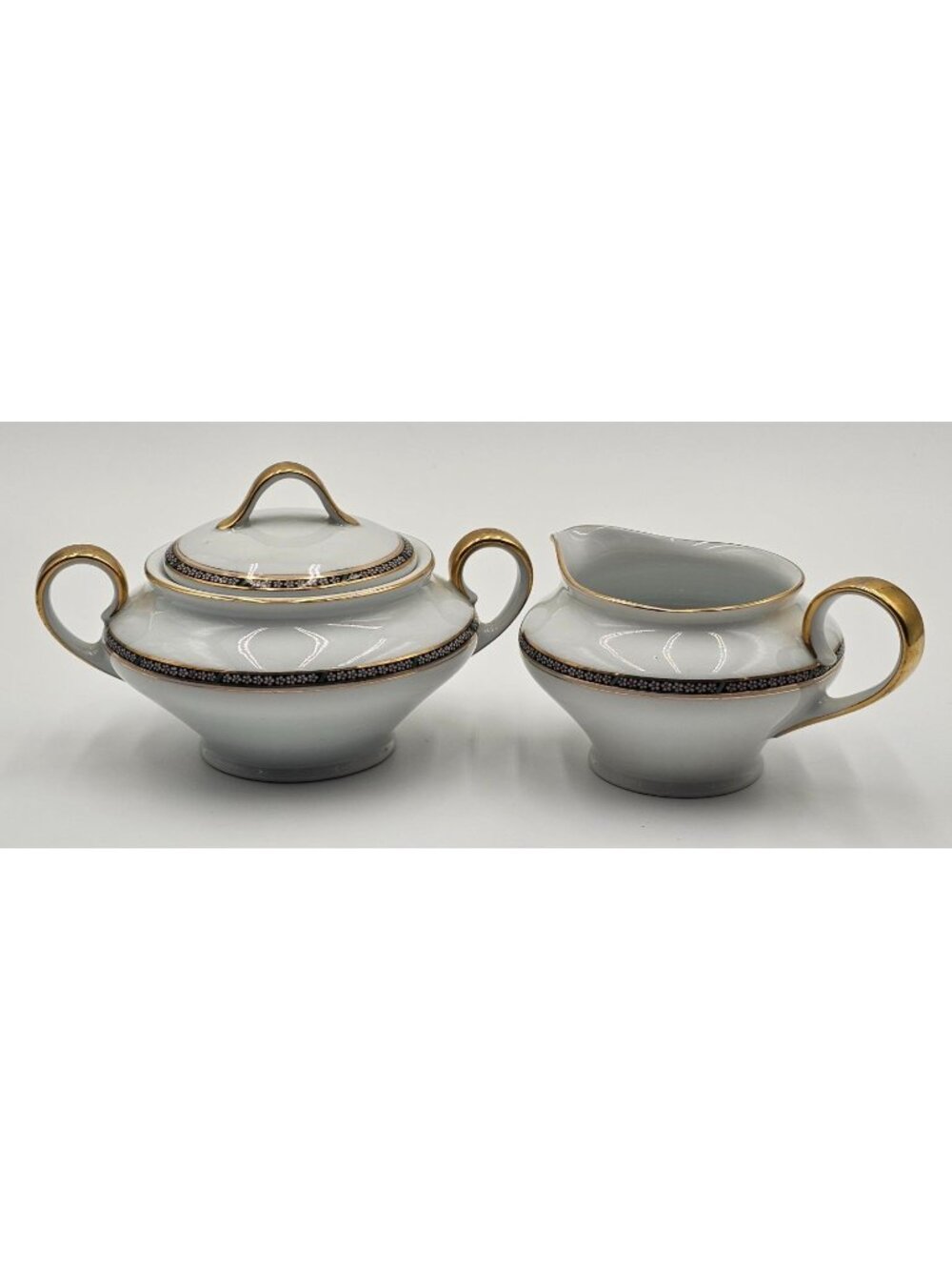 VTG Royal Bayreuth Bavaria Creamer & Sugar Bowl Set Floral Gold Trim Regency